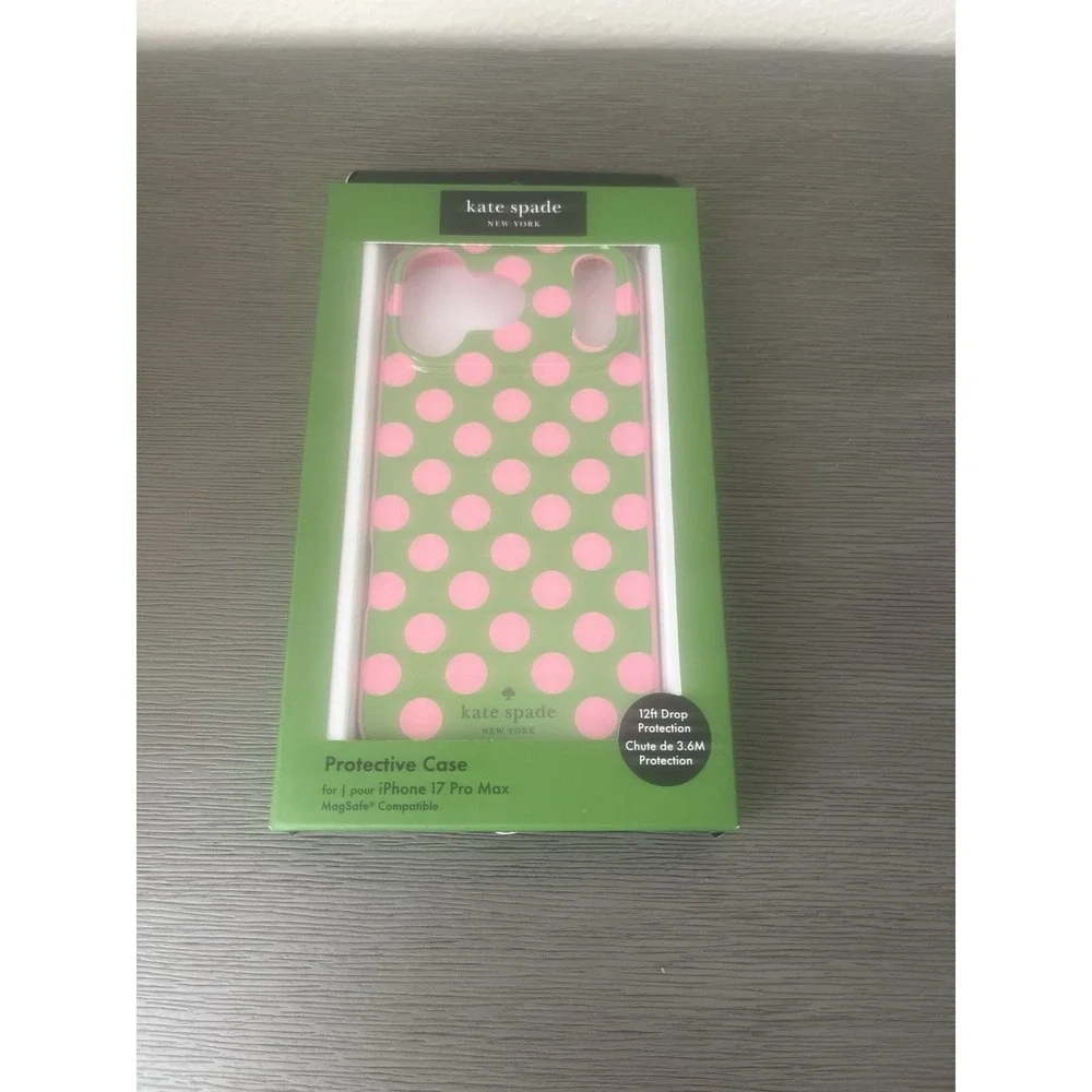Kate‎ Spade iPhone 17 Pro Max Protective Polka Dot Case MagSafe Green Pink NIB